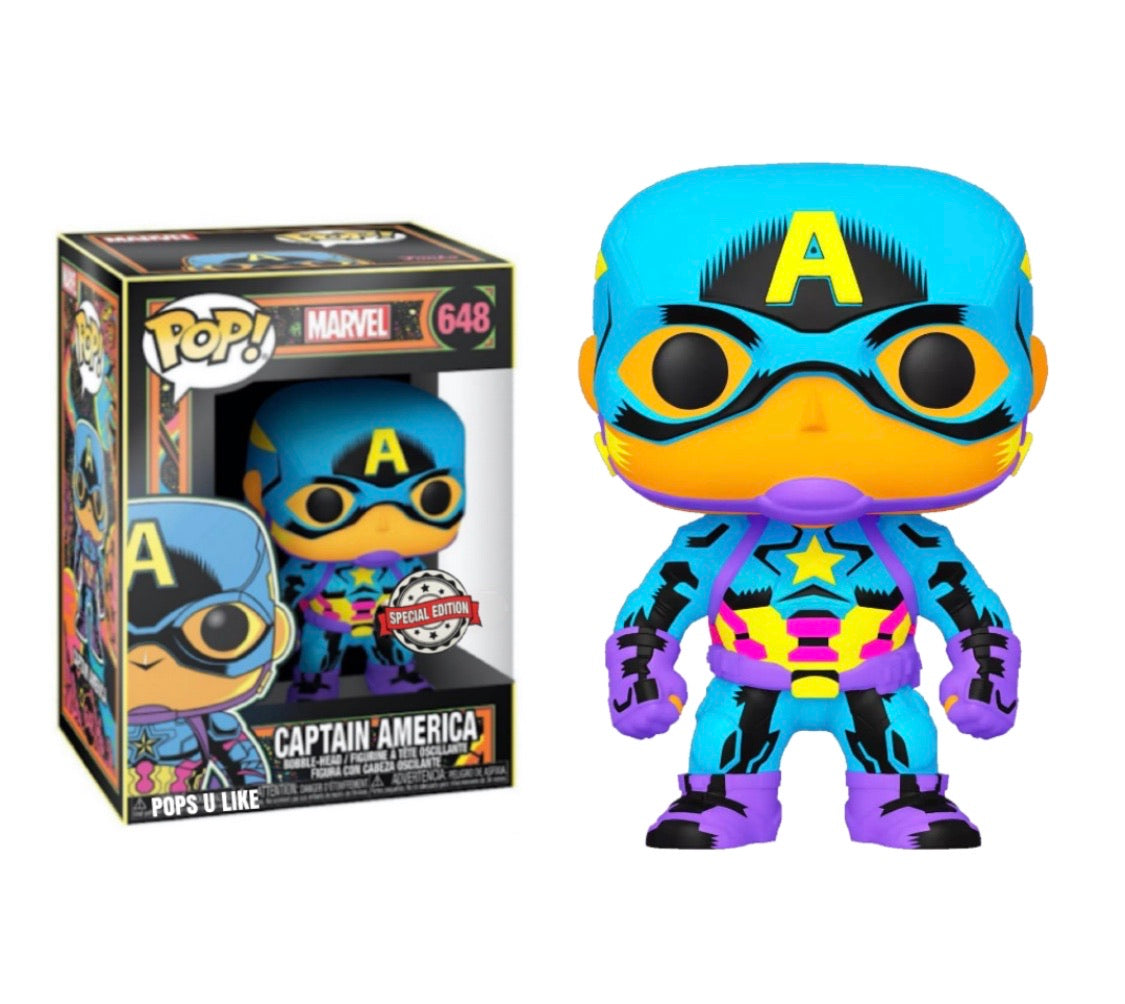 Marvel Black Light Captain America Funko POP Vinyl – Pops U Like